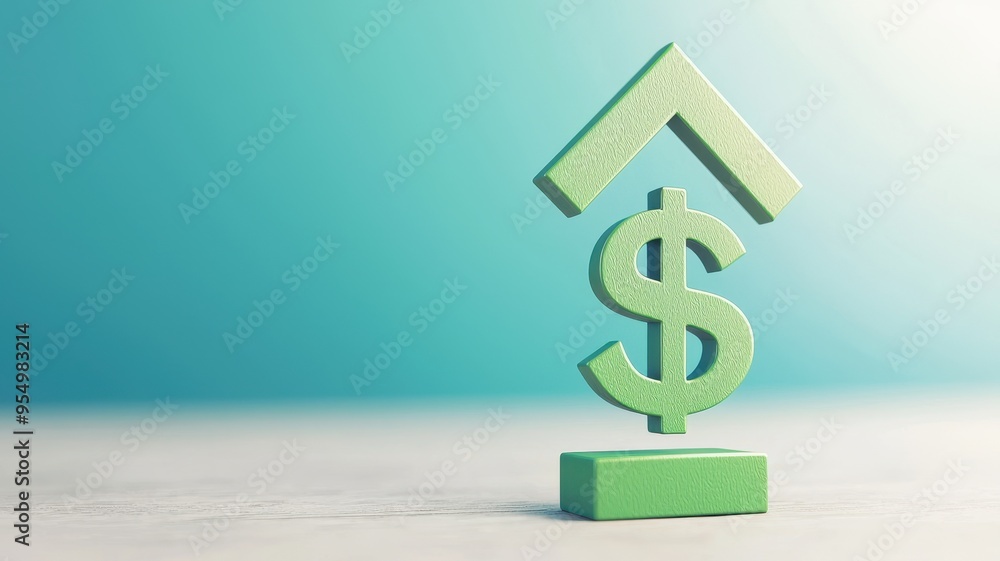 A green dollar sign with an upward arrow symbolizing financial growth and economic success on a soft background. A green dollar sign with an upward arrow symbolizing financial growth and economic success on a soft background.