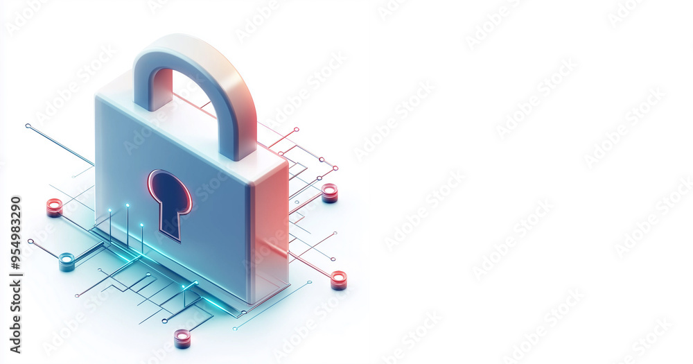 Cyber Security Lock on Circuit Board Cyber Security Lock on Circuit Board