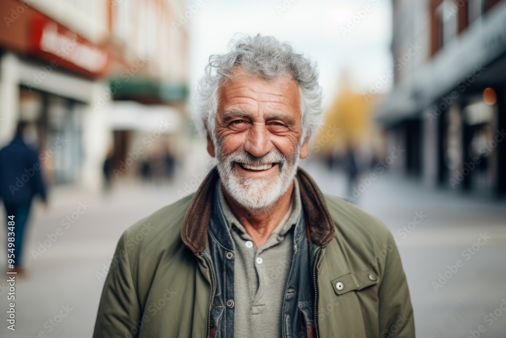 Portrait of a smiling senior man on street of city Portrait of a smiling senior man on street of city