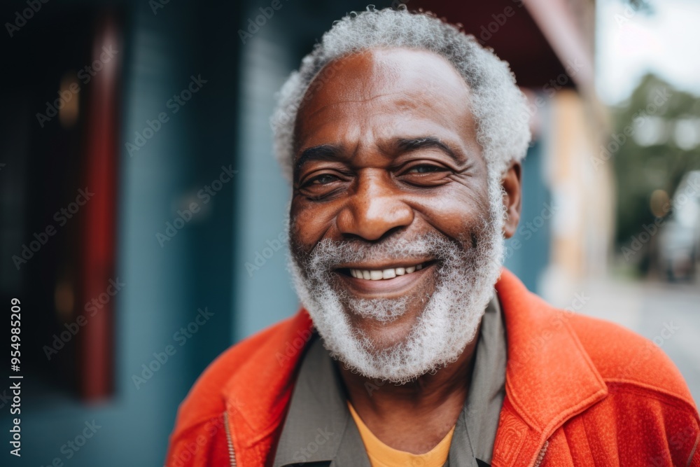 Portrait of a smiling elderly black man with gray beard outdoors Portrait of a smiling elderly black man with gray beard outdoors