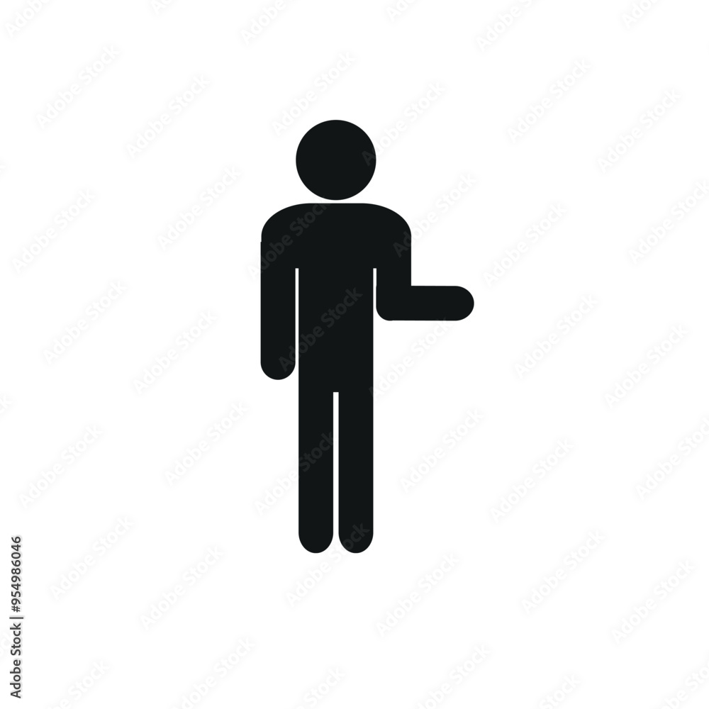 a man is standing, pointing to the side, a flat vector illustration isolated on a white background a man is standing, pointing to the side, a flat vector illustration isolated on a white background