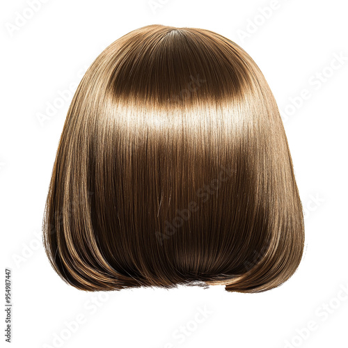 Brown Braided Hair Wig on White Background