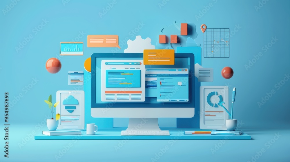 Modern website layout with parallax scrolling effect, trendy web design feature, immersive user experience Modern website layout with parallax scrolling effect, trendy web design feature, immersive user experience