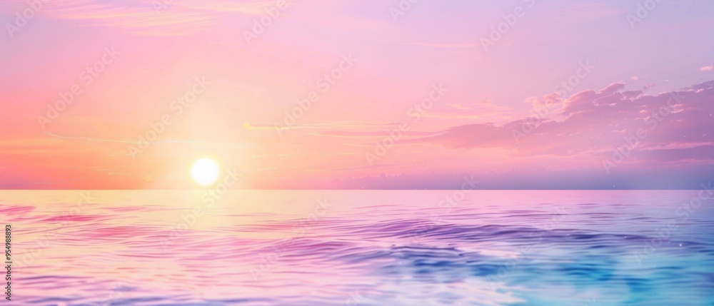 Peaceful Sunrise over the Ocean with Soft Pink and Blue Hues Peaceful Sunrise over the Ocean with Soft Pink and Blue Hues