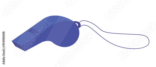 Blue whistle in vector flat illustration style This whistle is often used as a blowing and alert tool by referees and coaches in various sports activities