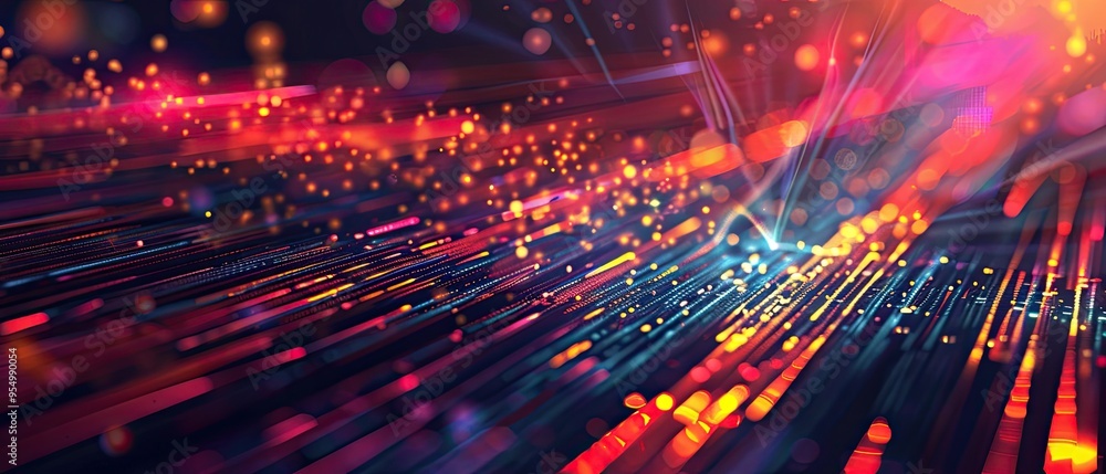 Abstract Glowing Lines and Blurred Lights in a Vibrant Red and Orange Palette Abstract Glowing Lines and Blurred Lights in a Vibrant Red and Orange Palette