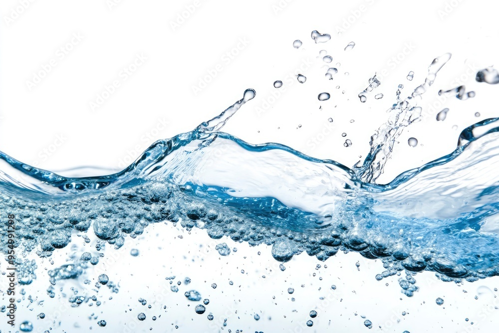 Water Wave. Water Bubbles Float Up Under Water. Freshness Pure Water Splashing on White Background , ai Water Wave. Water Bubbles Float Up Under Water. Freshness Pure Water Splashing on White Background , ai