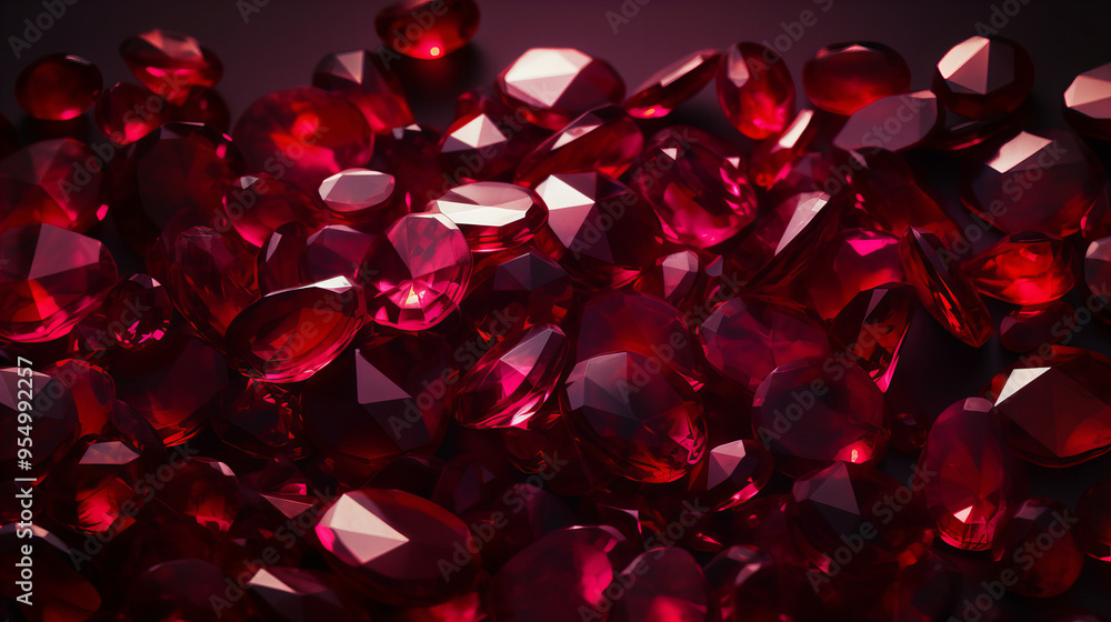 Naklejka premium 深紅のルビーが散りばめられた豪華な宝石の背景