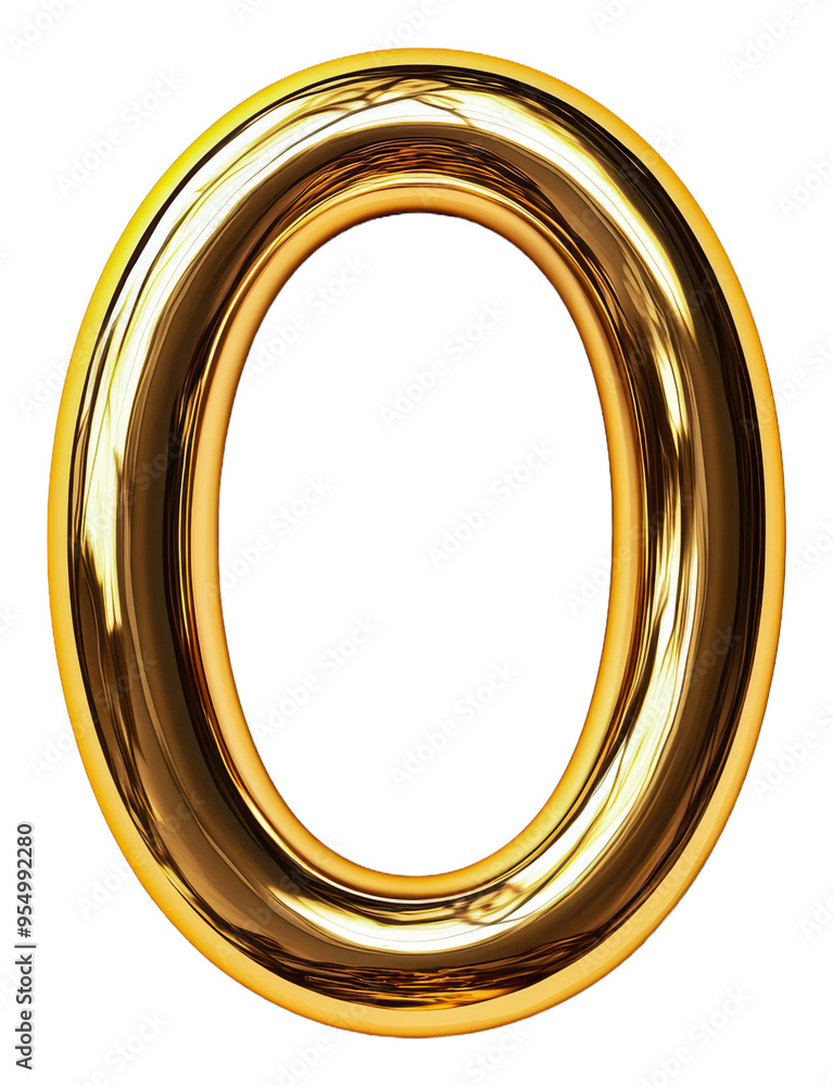 Shiny golden zero on a white background isolated on transparent background Shiny golden zero on a white background isolated on transparent background