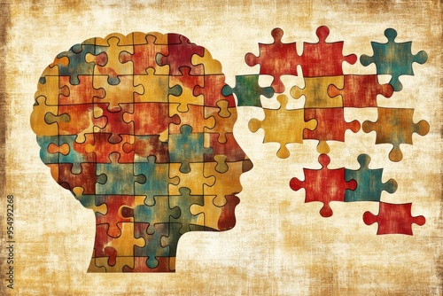Astrocytoma Retentive Minimalist illustration of a head with puzzle pieces symbolizing the complexity of thought and the process of solving mental challenges