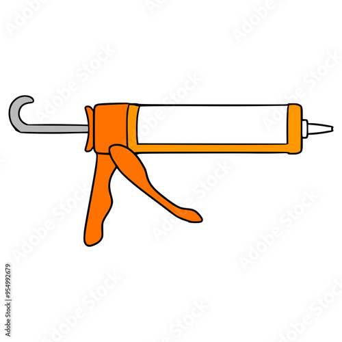sealant gun illustration hand drawn isolated vector
