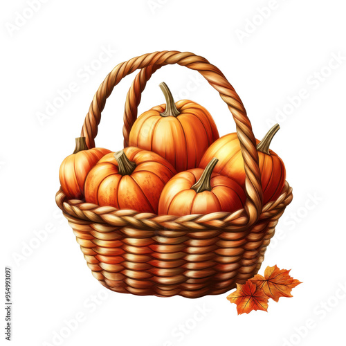 Wallpaper Mural A vibrant basket filled with orange pumpkins, perfect for autumn and harvest-themed designs. Torontodigital.ca