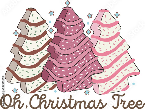 Retro Oh Christmas Tree Cake Cute Christmas T shirt Design
