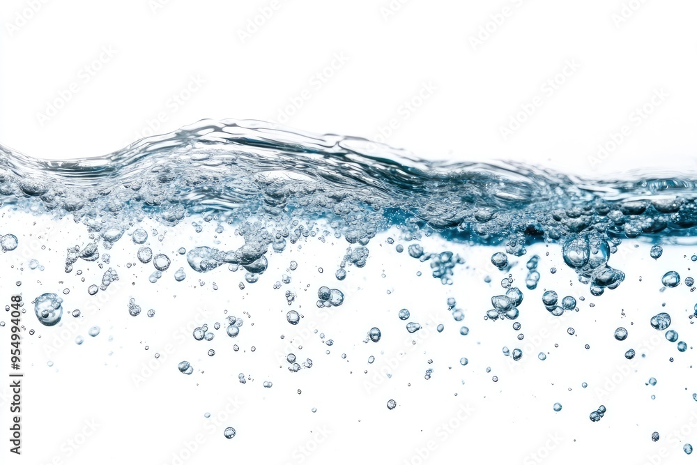 Water Wave. Water Bubbles Float Up Under Water. Freshness Pure Water Splashing on White Background , ai Water Wave. Water Bubbles Float Up Under Water. Freshness Pure Water Splashing on White Background , ai
