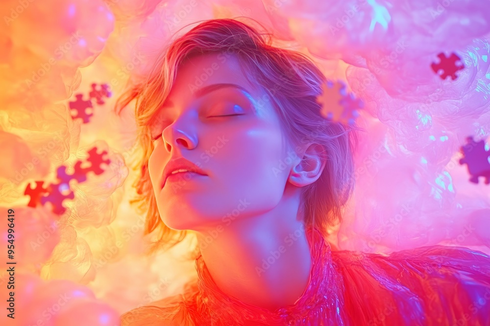 Lewy body dementia Archiving Futuristic digital art of a woman with a fiery brain symbolizing the power of passionate ideas and the intensity of creative thought Lewy body dementia Archiving Futuristic digital art of a woman with a fiery brain symbolizing the power of passionate ideas and the intensity of creative thought