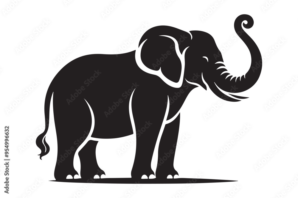 Fototapeta premium Elegant Elephant Silhouette Vector Drawing