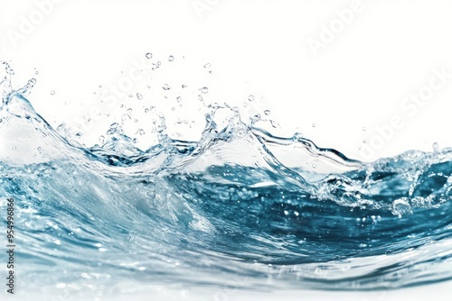 Water Wave. Water Bubbles Float Up Under Water. Freshness Pure Water Splashing on White Background , ai