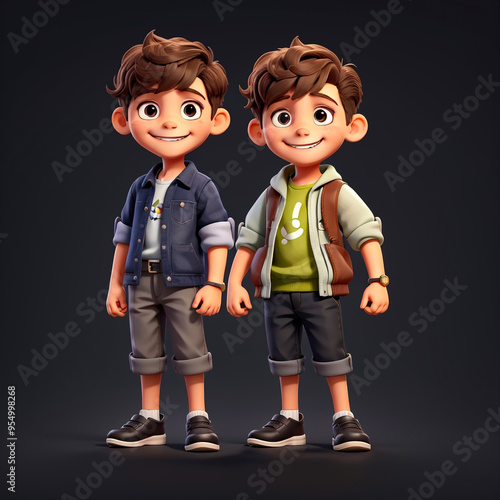 Photo of two 3D boys smiling