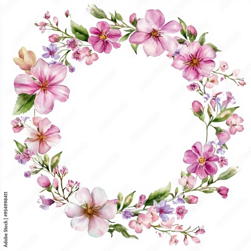 Beautiful floral wreath with pink and white flowers, perfect for invitations, cards, and decorative projects. Beautiful floral wreath with pink and white flowers, perfect for invitations, cards, and decorative projects.