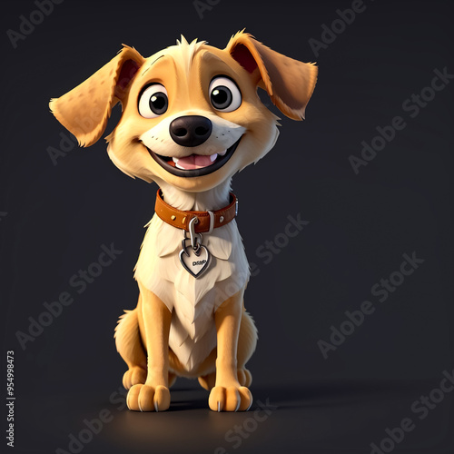 Photo of a 3D cartoon anime dog smiling