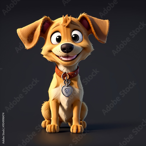 Photo of a 3D cartoon anime dog smiling