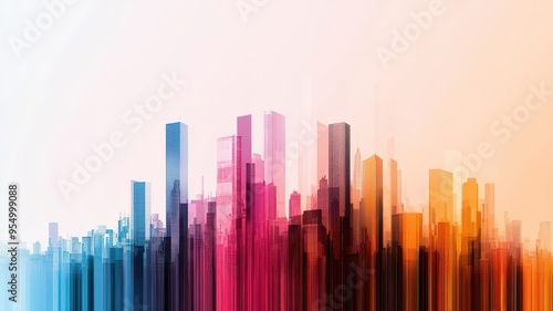 Abstract view of a city skyline influenced by economic policy changes, represented by digital overlays of economic data