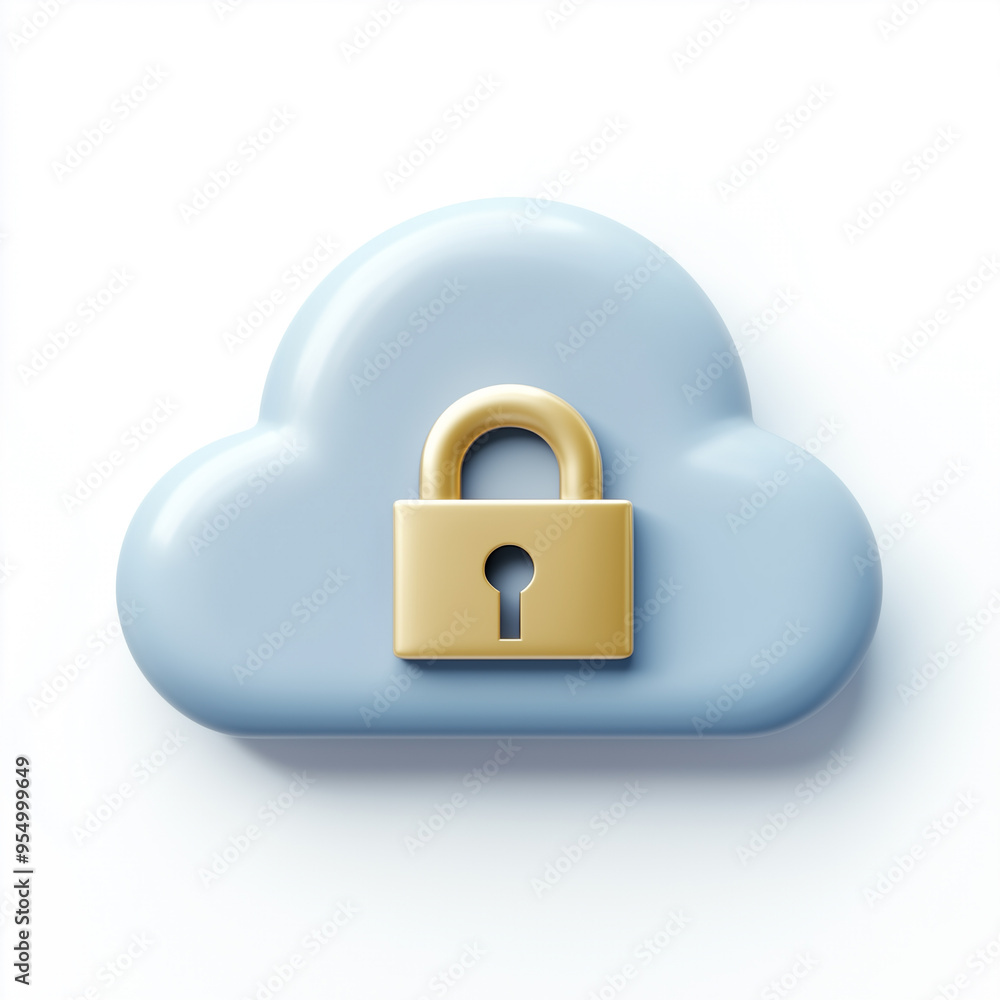 Cloud Security with Locked Padlock Icon Cloud Security with Locked Padlock Icon