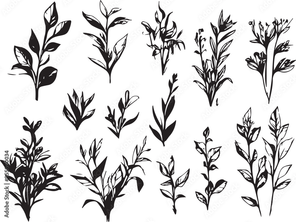 Set plants. Hand drawn vector illustration Set plants. Hand drawn vector illustration