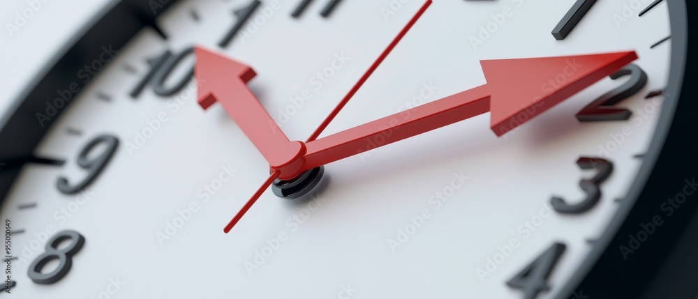 Interest rate symbol with a downward arrow on a clock face, time running out on savings, 3D illustration Interest rate symbol with a downward arrow on a clock face, time running out on savings, 3D illustration
