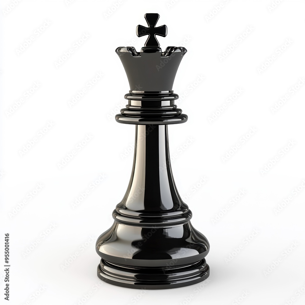 Elegant black king chess piece on a white background, symbolizing strategy, power, and leadership in the game of chess. Elegant black king chess piece on a white background, symbolizing strategy, power, and leadership in the game of chess.