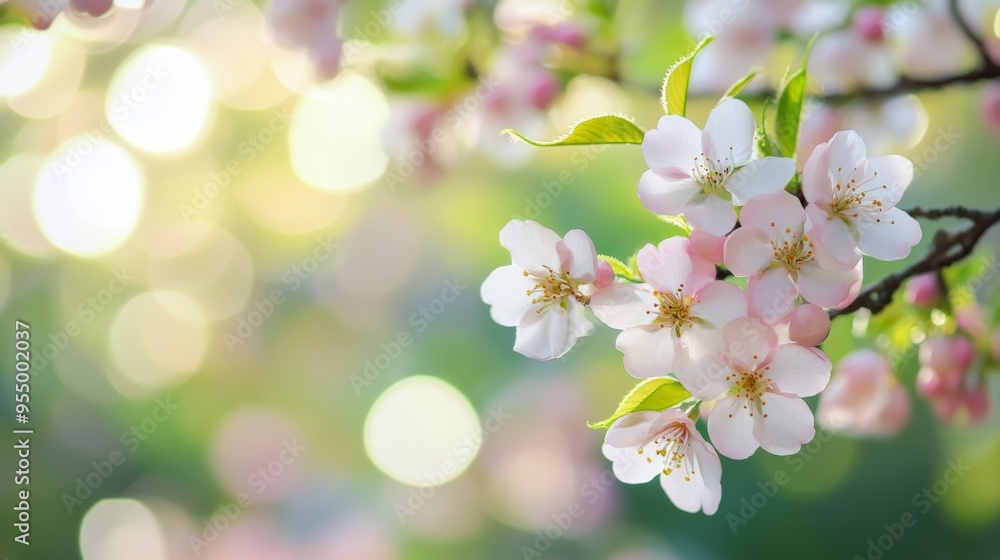 Close-up of delicate pink and white blossoms on a tree branch, with a blurred background of green leaves and sunlight. Close-up of delicate pink and white blossoms on a tree branch, with a blurred background of green leaves and sunlight.