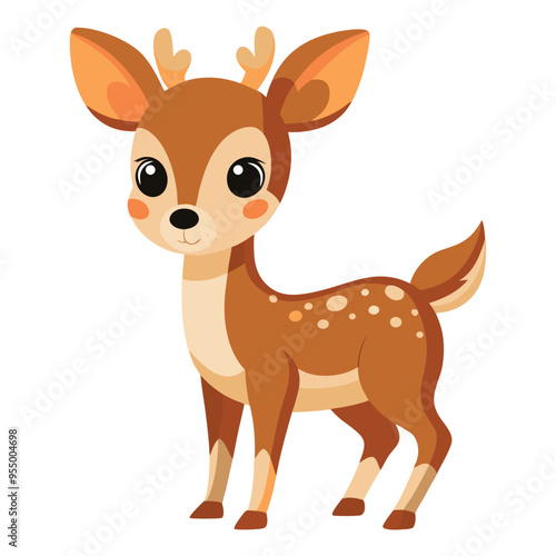 Illustration of Cute Roe Deer Isolated on white