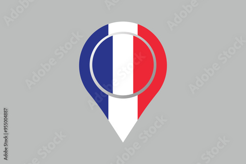 Free Download France flag with location sign, Flag of France national country symbol illustration Vector, Rectangle French flag illustration, Flat vector illustration
 - GFXLoad