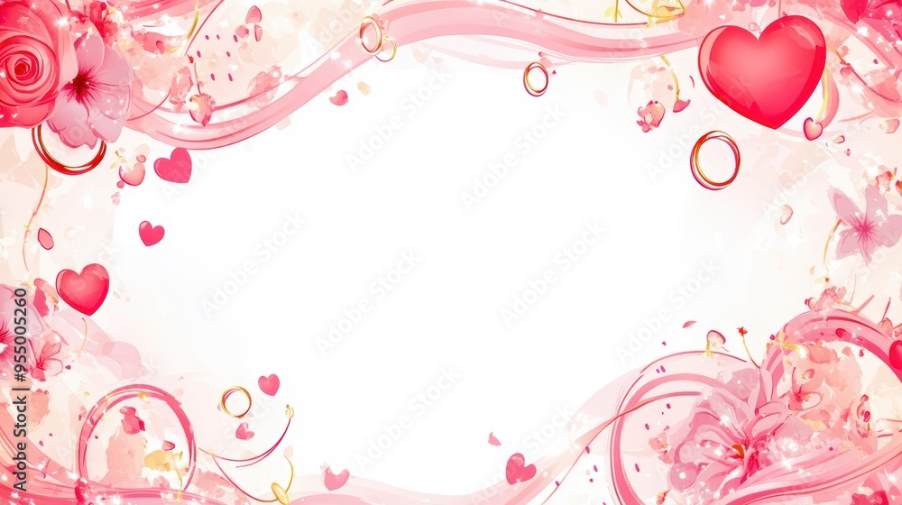 A beautiful romantic background featuring pink hearts and roses, perfect for greeting cards or wedding invitations. A beautiful romantic background featuring pink hearts and roses, perfect for greeting cards or wedding invitations.