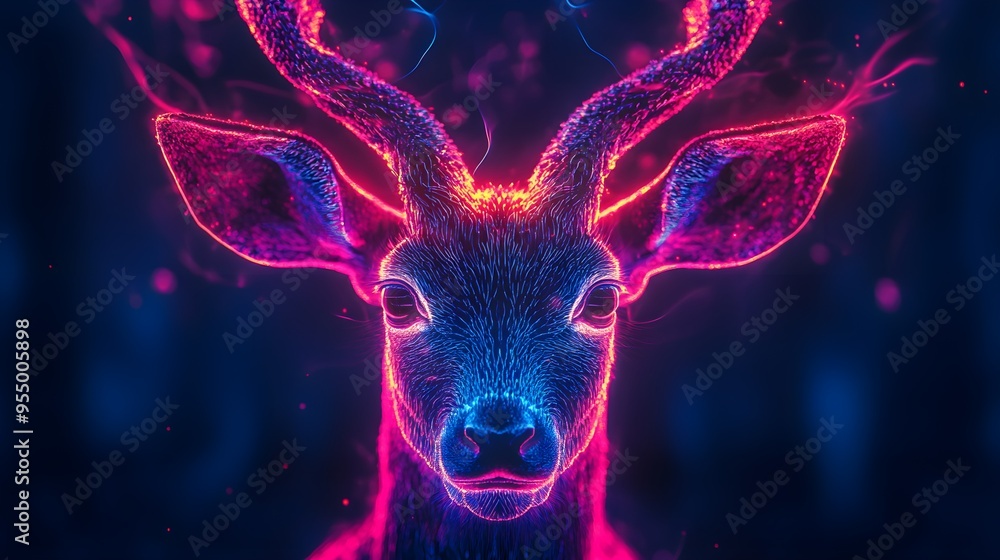 Neon-colored antelope glowing in the dark, captured in a breathtaking high-definition image Neon-colored antelope glowing in the dark, captured in a breathtaking high-definition image