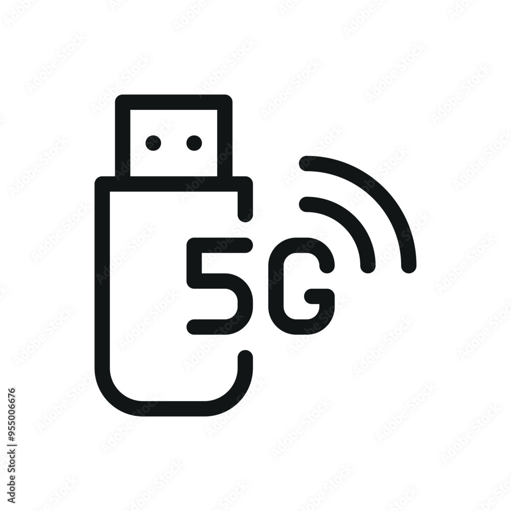 5G flash modem isolated icon, 5G USB modem vector symbol with editable stroke 5G flash modem isolated icon, 5G USB modem vector symbol with editable stroke