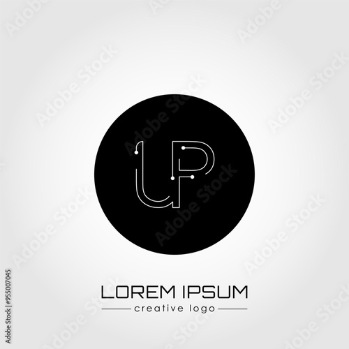 The creative logo is the letter U and P. A design element of a logo, business card, corporate sign or monogram. The idea of a thematic design