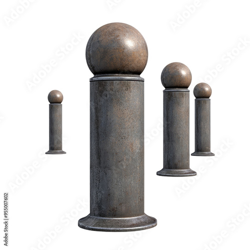 Bollards on White background