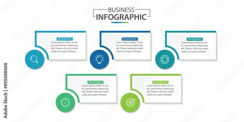 Business infographics template. timeline with 5 steps Business infographics template. timeline with 5 steps