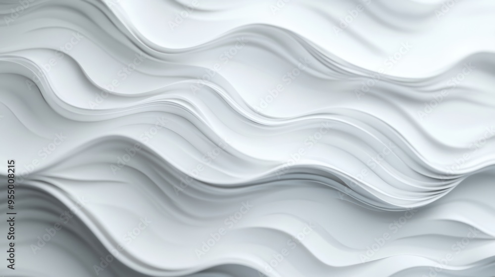 Obraz premium A flowing and dynamic white wavy texture showcases layered patterns, ideal for backgrounds and modern design projects