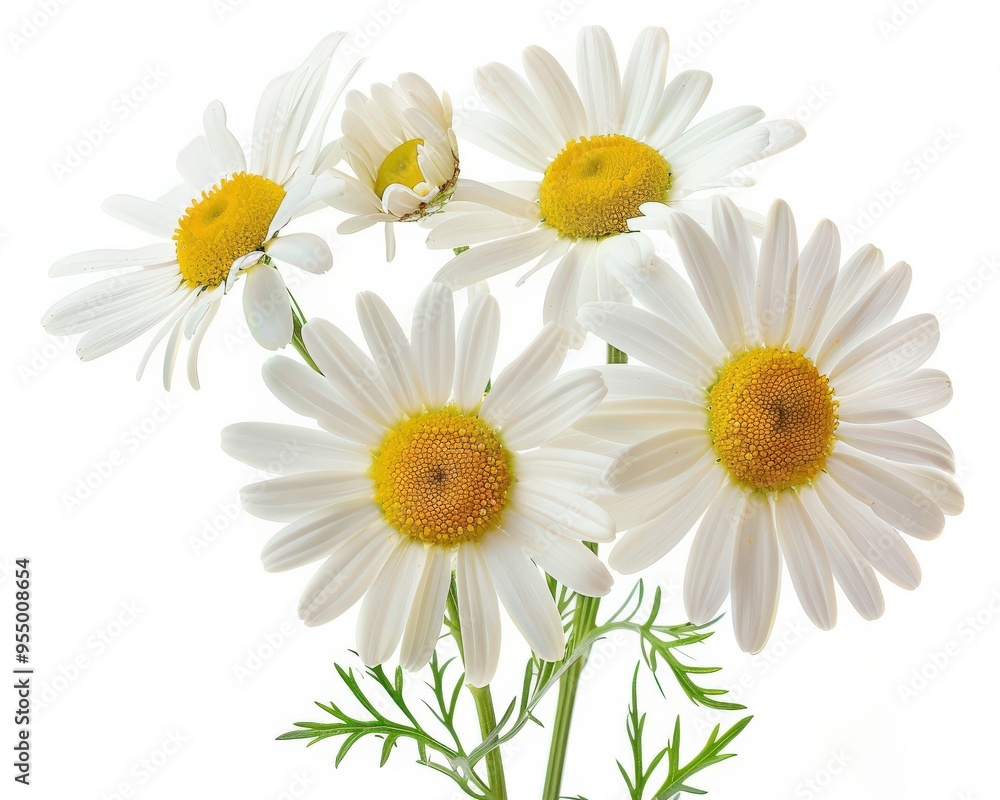 Fototapeta premium Daisies Isolated. Beautiful White Flowers, Nature, and Spring Bloom on White Background