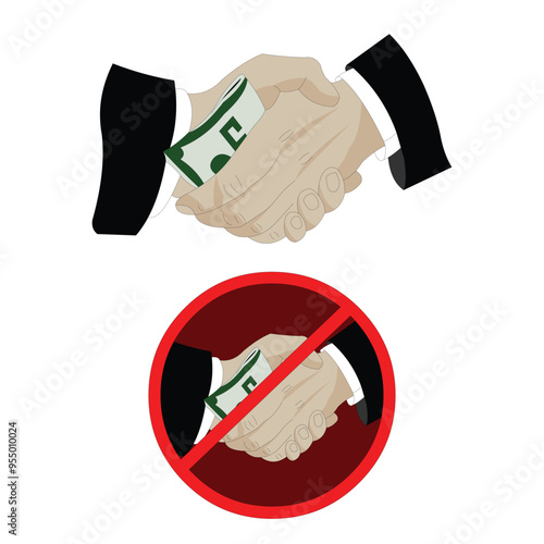 vector illustration of transaction of people receiving bribe money