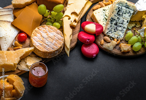 Different kinds of cheese for gourmet nutrition photo