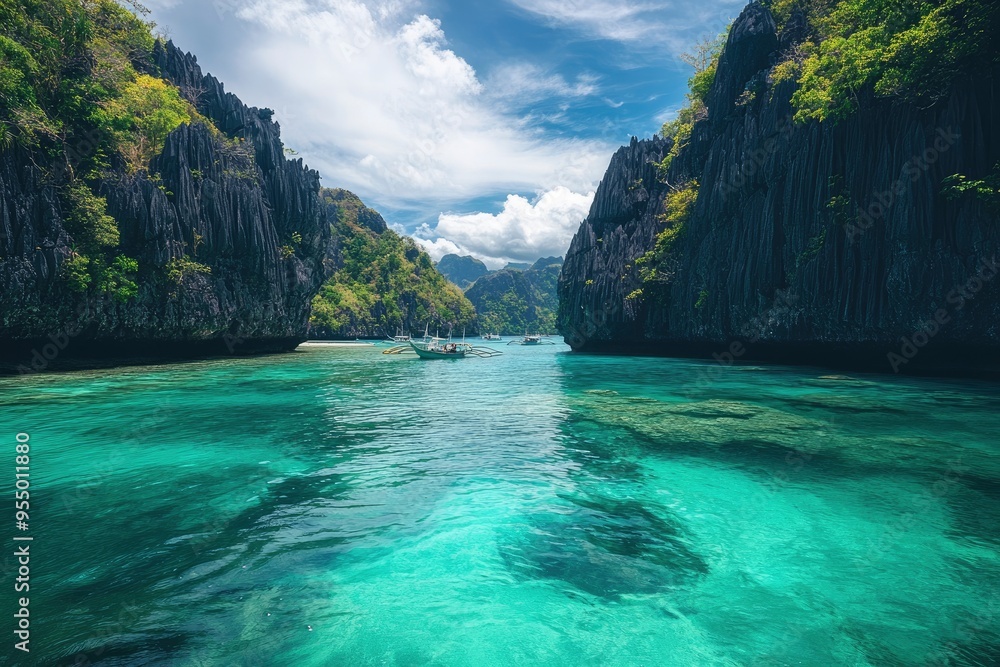 Coron El Nido Palawan Philippines Tropical Paradise Clear Blue Waters and Limestone Cliffs south east asia landscape , ai Coron El Nido Palawan Philippines Tropical Paradise Clear Blue Waters and Limestone Cliffs south east asia landscape , ai