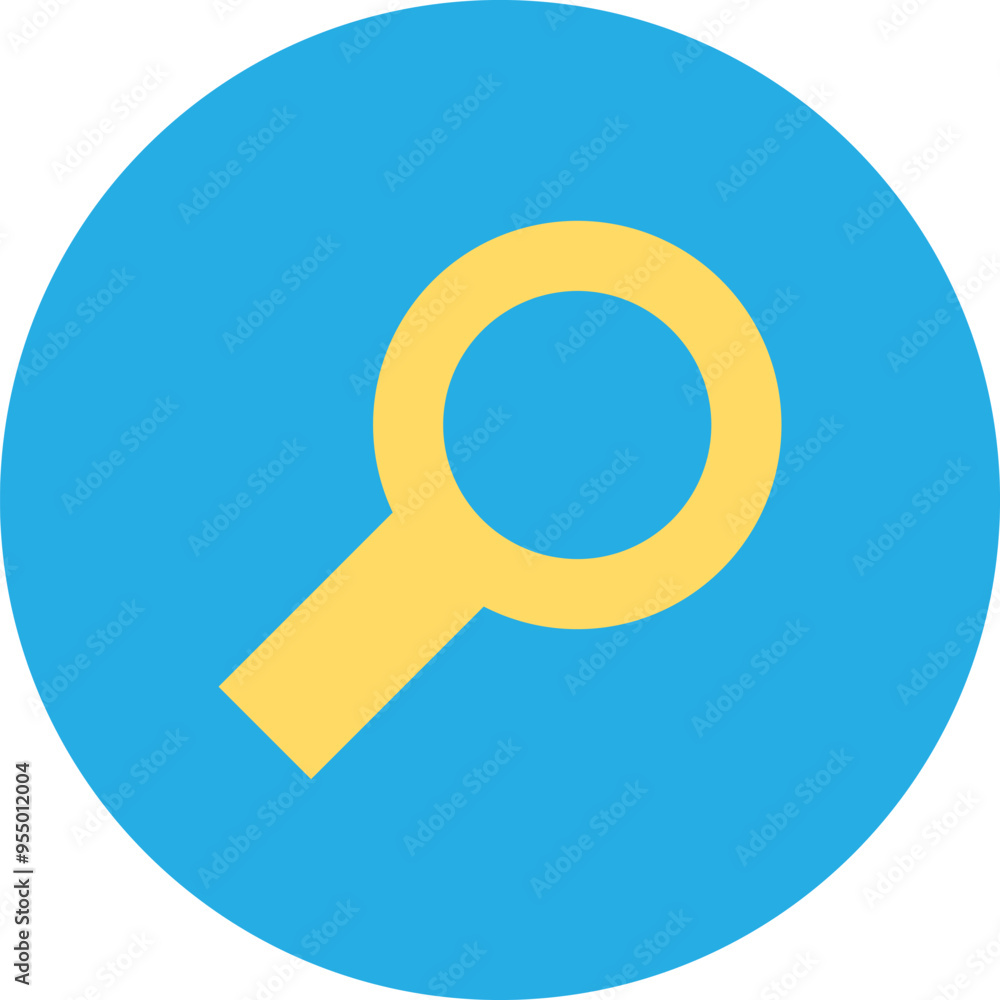 Vector magnifying glass in the circle in a colorful flat style. Exploration, monitoring, and research symbol. The icon is suitable for web design, online shop, print, and social media posts. Business Vector magnifying glass in the circle in a colorful flat style. Exploration, monitoring, and research symbol. The icon is suitable for web design, online shop, print, and social media posts. Business