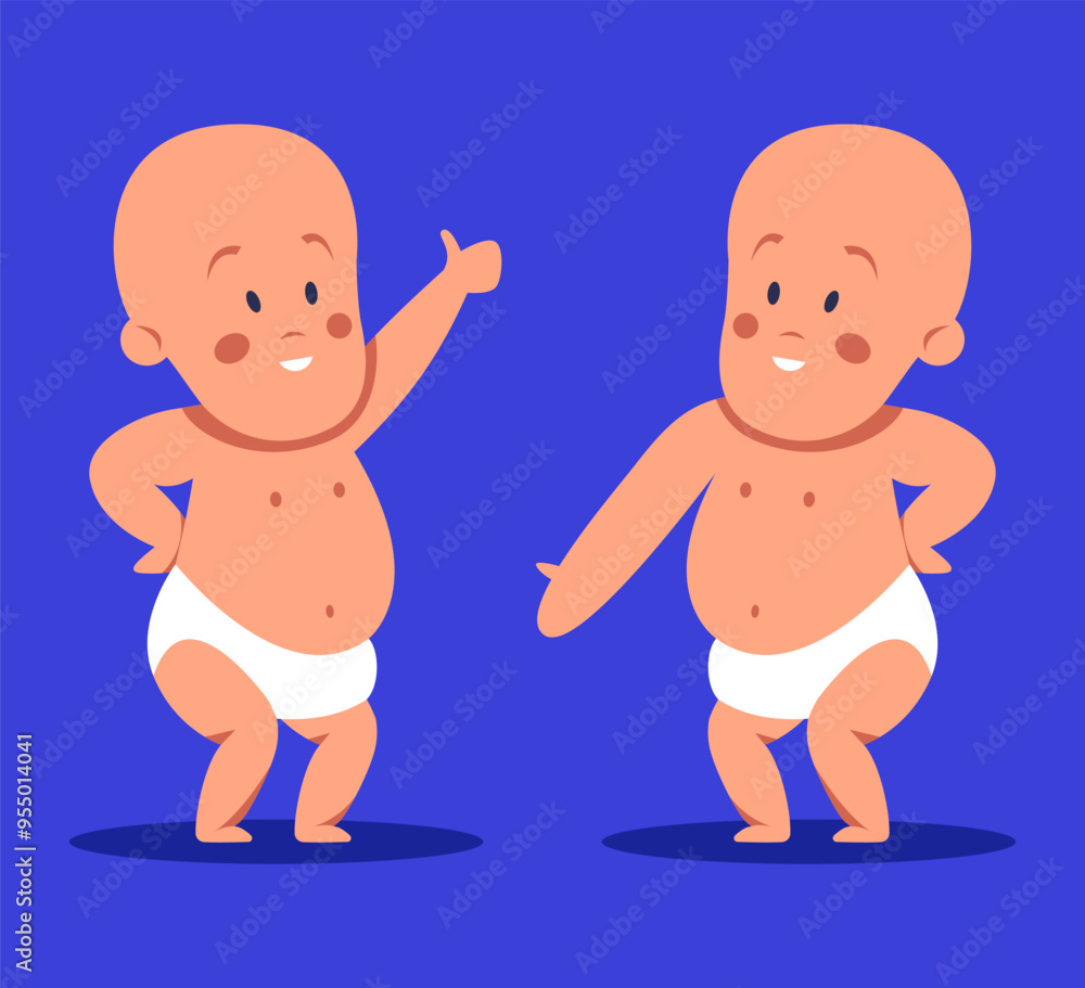 Dancing couple of Babies. Cartoon characters. Abstract people in dance movement. Dating, love, relationship, flirting, fun, passion concept. Flat vector illustration. Dancing couple of Babies. Cartoon characters. Abstract people in dance movement. Dating, love, relationship, flirting, fun, passion concept. Flat vector illustration.