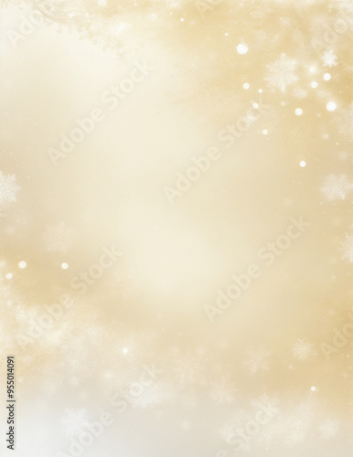 christmas background with snowflakes - abstract golden winter background with snow - Generative AI
