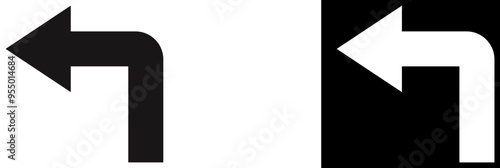 Turn left directional arrow icons. Glyph icon sign symbol flat style.