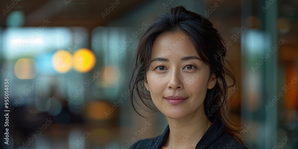 Confident Asian businesswoman in a modern office setting Confident Asian businesswoman in a modern office setting