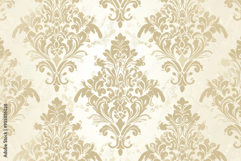 A classic damask pattern in a subdued shade of cream on a pale gold background, radiating timeless elegance A classic damask pattern in a subdued shade of cream on a pale gold background, radiating timeless elegance